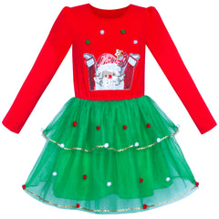 Girls Dress Long Sleeve Christmas Owl Sparkling Sequin Tulle Size 3-14 Years