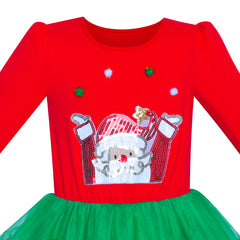 Girls Dress Long Sleeve Christmas Owl Sparkling Sequin Tulle Size 3-14 Years