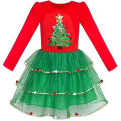 Girls Dress Long Sleeve Christmas Owl Sparkling Sequin Tulle Size 3-14 Years