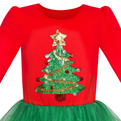 Girls Dress Long Sleeve Christmas Owl Sparkling Sequin Tulle Size 3-14 Years