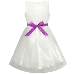 Girls Dress Bow Tie Color Contrast Size 4-12 Years