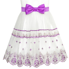 Girls Dress Bow Tie Color Contrast Size 4-12 Years