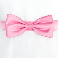 Girls Dress Bow Tie Color Contrast Size 4-12 Years