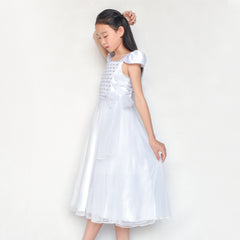 Flower Girls Dress Peach Ruffle Butterfly Wedding Bridesmaid Size 6-14 Years