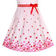 Girls Dress O-neck Backless Smocked Embroidery Ruffle Vintage Sleeveless Size 2-12 Years