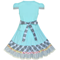 Girls Dress Button Casual Short Sleeve Everyday Size 6-14 Years