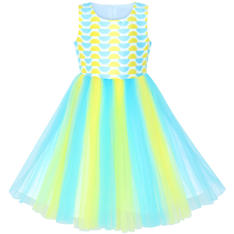 Girls Dress Pleated Tulle Princess Party Wedding Pageant Size 7-14 Years