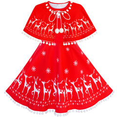 Girls Dress Cape Cloak Christmas Year Holiday Party Size 4-14 Years