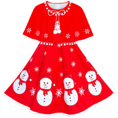 Girls Dress Cape Cloak Christmas Year Holiday Party Size 4-14 Years