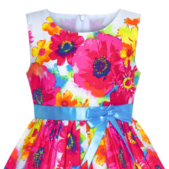 Girls Dress Hot Flower Belt Party Christmas Size 2-12 Years