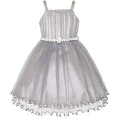 Girls Dress Cape Pearl Belt Wedding Party Size 3-14 Years