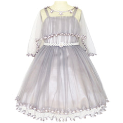 Girls Dress Cape Pearl Belt Wedding Party Size 3-14 Years