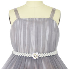 Girls Dress Cape Pearl Belt Wedding Party Size 3-14 Years