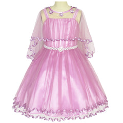 Girls Dress Cape Pearl Belt Wedding Party Size 3-14 Years