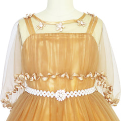 Girls Dress Cape Pearl Belt Wedding Party Size 3-14 Years