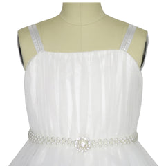 Girls Dress Cape Pearl Belt Wedding Party Size 3-14 Years