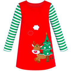 Girls Dress Long Sleeve Christmas Bow Tie Holiday Party Size 2-12 Years