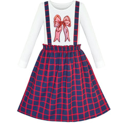 Girls Outfit Set 2 Piece Suspender Denim Button Striped Tee Size 4-12 Years