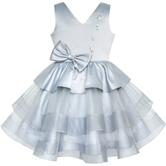 Flower Girls Dress Tiered Ruffle Skirt Pageant Size 3-10 Years