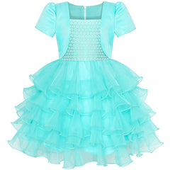 Girls Dress Satin Silk Butterfly City Building View Size 4-14 Years