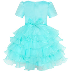 Girls Dress Satin Silk Butterfly City Building View Size 4-14 Years