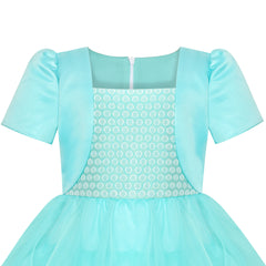 Girls Dress Satin Silk Butterfly City Building View Size 4-14 Years