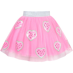 Girls Skirt Heart Sequins Sparkling Tutu Dancing Size 2-12 Years