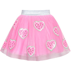 Girls Skirt Heart Sequins Sparkling Tutu Dancing Size 2-12 Years