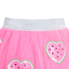 Girls Skirt Heart Sequins Sparkling Tutu Dancing Size 2-12 Years