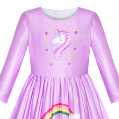 Girls Dress Satin Silk Butterfly City Building View Size 4-14 Years