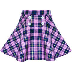 Girls Dress V Neck Pleated Hem School Uniform Tartan Skirt Size 4-14 Years