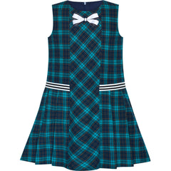 Girls Dress Tartan Back School Uniform Pocket A-line Dress Size 2-10 Years