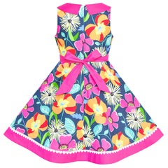 Girls Dress Floral Colorful Sundress Cotton Casual Size 4-12 Years