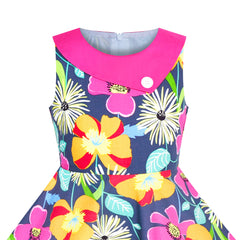 Girls Dress Floral Colorful Sundress Cotton Casual Size 4-12 Years