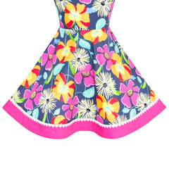 Girls Dress Floral Colorful Sundress Cotton Casual Size 4-12 Years