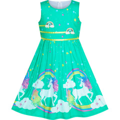 Girls Dress Unicorn Rainbow Summer Sundress Size 4-12 Years