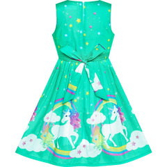 Girls Dress Unicorn Rainbow Summer Sundress Size 4-12 Years