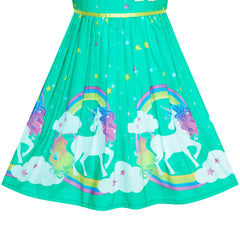 Girls Dress Unicorn Rainbow Summer Sundress Size 4-12 Years