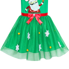 Girls Dress Christmas Santa Hat Long Sleeve Party Dress Size 3-12 Years