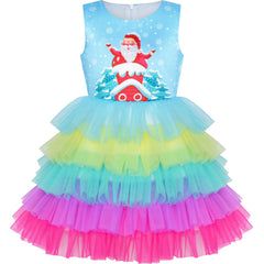 Girls Dress Christmas Santa Holiday New Year Party Size 1-12 Years