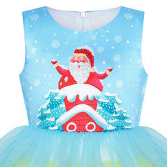 Girls Dress Christmas Santa Holiday New Year Party Size 1-12 Years