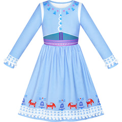 Girls Dress Snow Queen 2 Elsa Anna Costume Birthday Party Size 4-12 Years