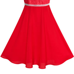 Girls Dress Rhinestone Chiffon Bridesmaid Dance Ball Maxi Gown Size 6-14 Years