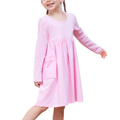 Girls Dress Deep Casual Cotton Flying Sleeve Balloon Size 3-8 Years