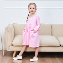 Girls Dress Deep Casual Cotton Flying Sleeve Balloon Size 3-8 Years