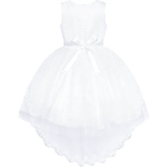 Flower Girl Dress Lace Hi-low Skirt Wedding Pageant Size 6-14 Years