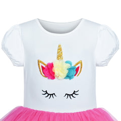 Girls Dress Unicorn Embroidered Rainbow Holiday Party Halloween Size 3-7 Years