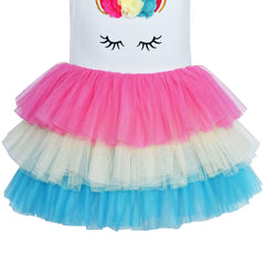 Girls Dress Unicorn Embroidered Rainbow Holiday Party Halloween Size 3-7 Years