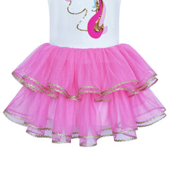 Girls Dress Unicorn Embroidered Rainbow Holiday Party Halloween Size 3-7 Years