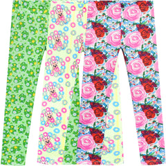 Girls Pants 3-Pack Cotton Leggings Lace Stretchy Kids Toddler Size 2-8 Years